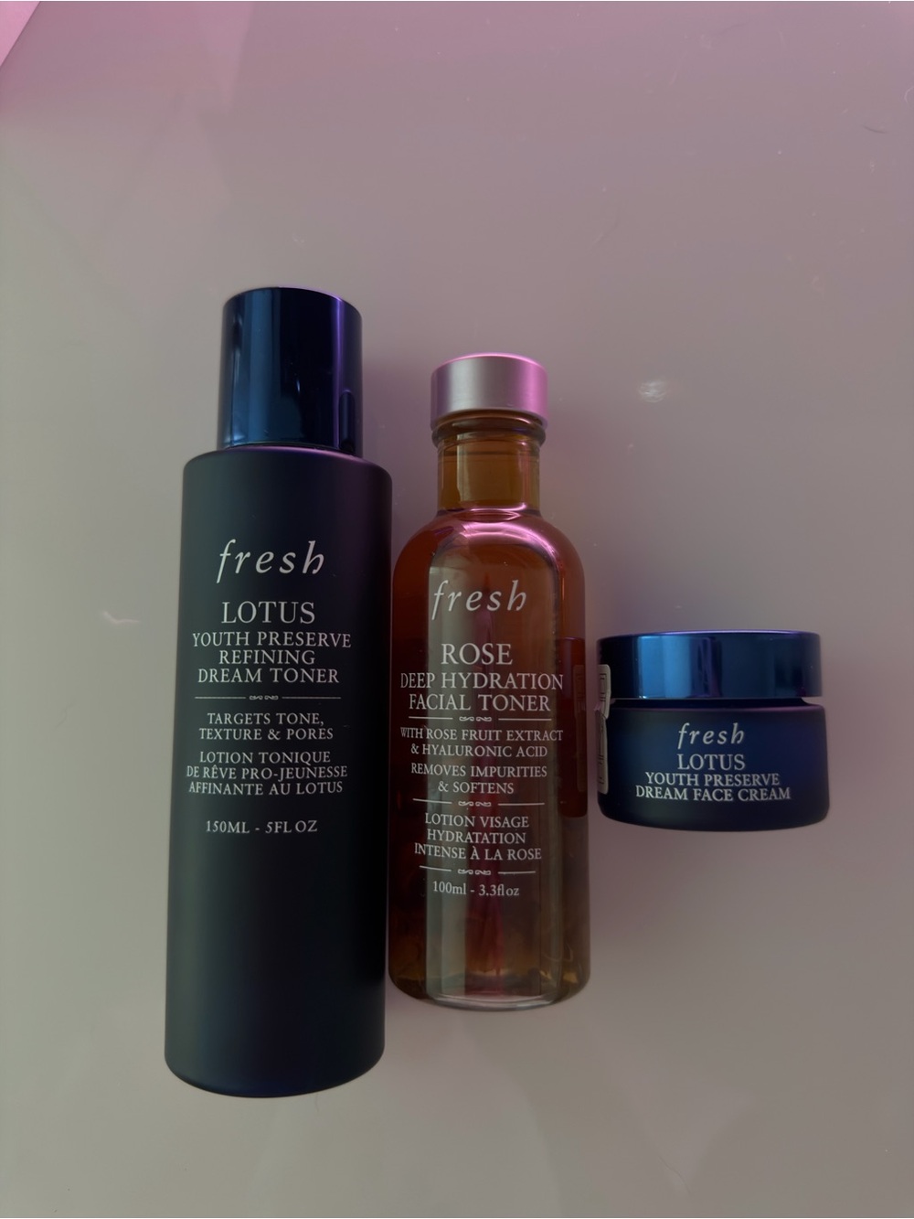 fresh Lotus & Rose Skincare Set - Navy, Amber